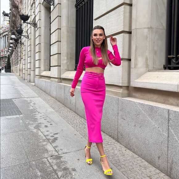 ZARA MIDI SKIRT WITH BELT - Picture 3 of 10